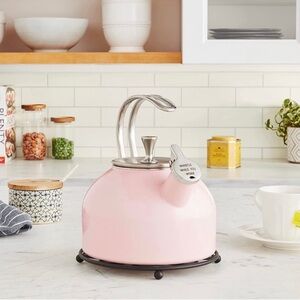 KATE SPADE Whistling Tea Kettle with Stainless Handle in Pale Pink — GIRLIE VIBE